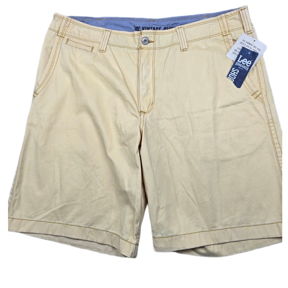 Lee Chino Shorts Mens 40 Yellow Cotton Vintage Chino Citron Dungarees NEW